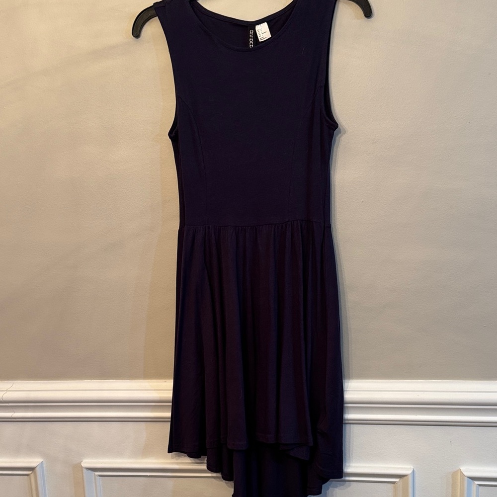 Divided Navy 100% cotton knit dress high low hem